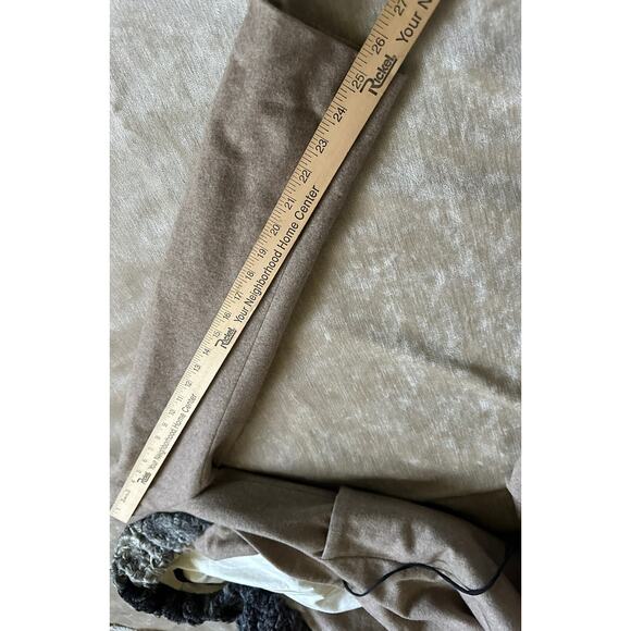 Women's Wool Dress Coat BLUE DEEP Tan/ Beige Taupe Lamb Fur 6-8 Italy 42 EU, S - Picture 5 of 16